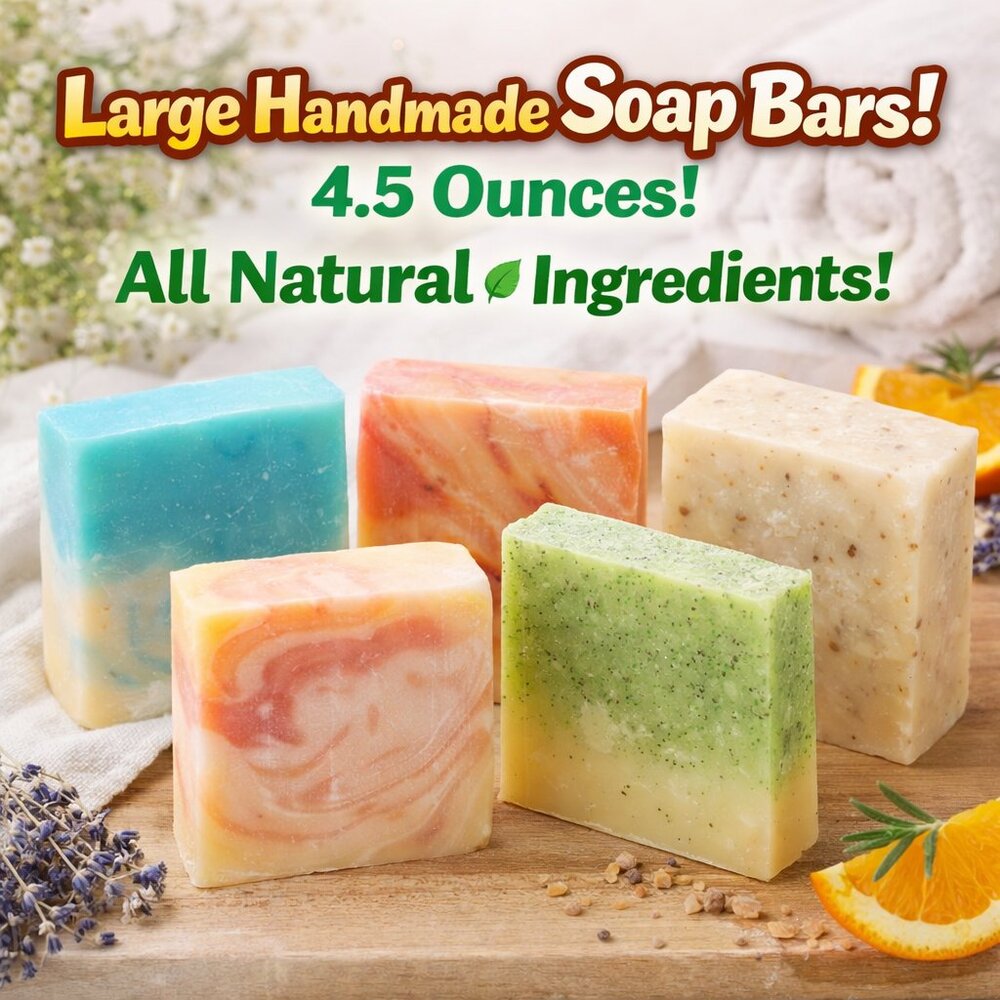 Mystery box of 3 Large 4.5 Ounce Handmade Bar Soap - All Natural‎ Ingredients!